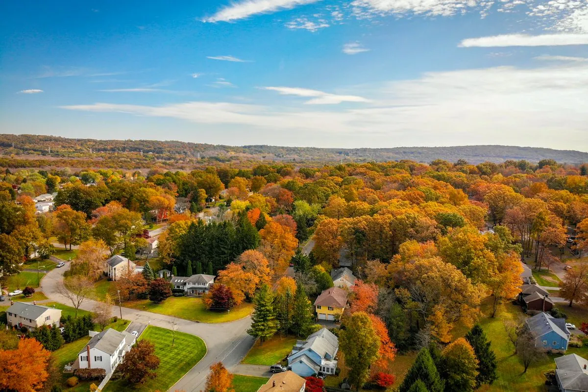 Homes in Rochester Hills, Michigan, seen from above