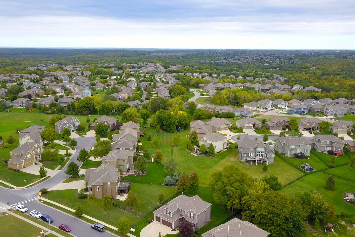 Homes in Troy, Michigan, seen from above